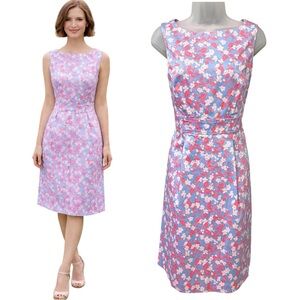 Brooks Brothers Pink and Blue Floral Midi Dress